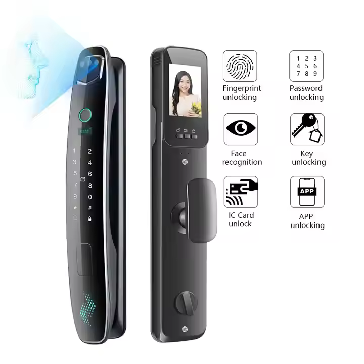 New Launch Face Recognition Tuya WIFI APP Remote Unlock 6068 Mortise Smart Door Lock With Camera English